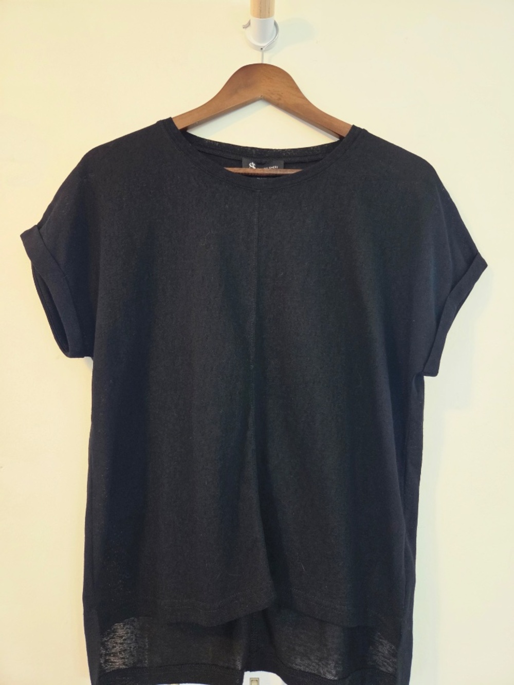 TWO Linen T-shirts/tops M blue/black Alison Sheri hi/low dolman sleeve coastal - Picture 6 of 10